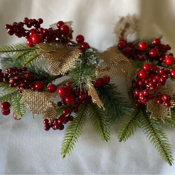 Lot of 5 9” Traditional Berry and Burlap Pine Picks with end Clip Beautiful - Picture 4 of 10